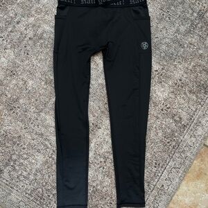 Black LPOTL Grunge Metal Thriller Spandex Cutout Waistband Leggings L 26” inseam